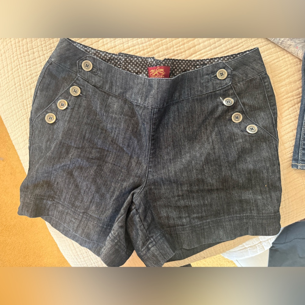 Lee Dark Gray Denim Shorts with Button Detail